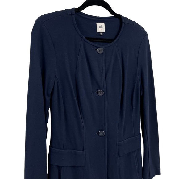 Cabi Navy Lido Long Button Up Jacket Medium - Picture 3 of 5
